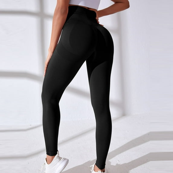 Ydojg Yoga Pants For Women Women Solid Color Seamless Knit Peach Gym Pants High Waist Belly Tight Gym Pants Stretch Yoga Pants M