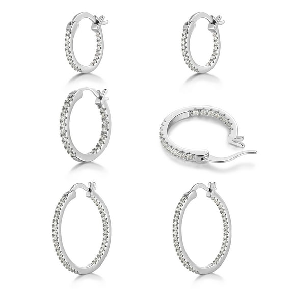 Ydou Hoop Earring Set of 3, 14k Gold Plated Triple Huggie Hoop Earrings Set for Women, Womens Hoops 15, 20 & 30mm