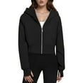 thumbnail image 1 of Ydsxlp Zip Up Hoodie Jackets for Women Womens Zip Up Hoodie Cropped Sweatshirts Thumb Hole Jackets Womens Hoodies Cute Hoodies Black L, 1 of 8