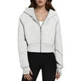 thumbnail image 1 of Ydsxlp Zip Up Hoodie Jackets for Women Womens Zip Up Hoodie Cropped Sweatshirts Thumb Hole Jackets Womens Hoodies Fall Hoodies Gray M, 1 of 8