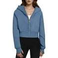 thumbnail image 1 of Ydsxlp Zip Up Hoodie Jackets for Women Womens Zip Up Hoodie Cropped Sweatshirts Thumb Hole Jackets Womens Hoodies Fall Outfits Blue 2 XL, 1 of 8