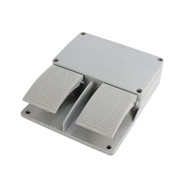 Ydt1-16 Foot Switch 10A Aluminum Alloy Case Gray Double Pedal Switch Double Pedal Foot Switch Self-Reset Non-Slip Design