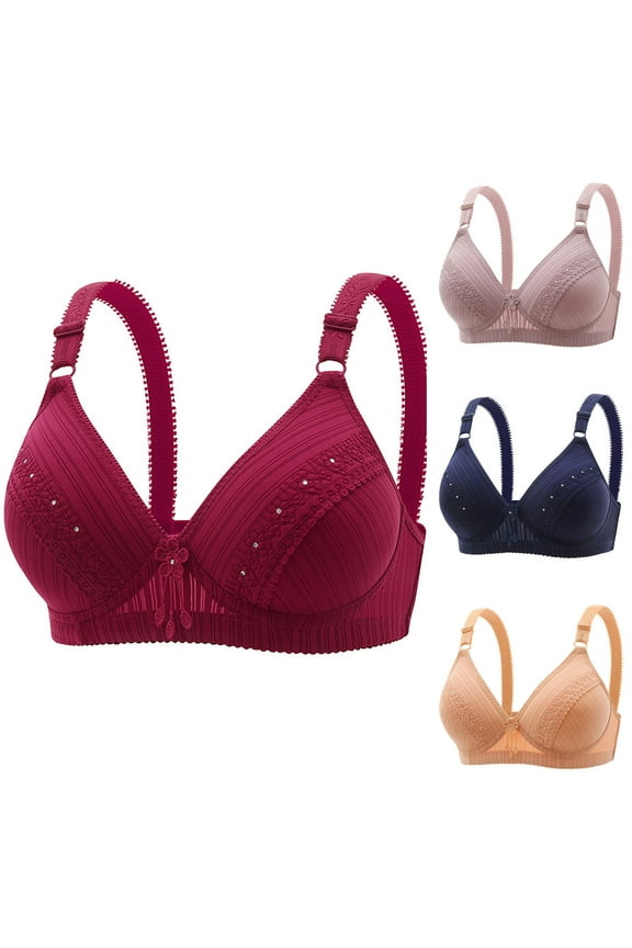 2 Pack Women No Underwire Bras Bralettes for Women with Support Moisture-wicking Soft Padded Push Up Bras for Women (M, Wine-4PC)