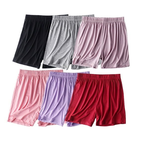 YeJammarp 6 PC Cotton Pajama Shorts Womens Plus Size Elastic Waist Comfort Soft Sleep Pj Bottoms Night Loungewear Summer(Multicolor, XXL)