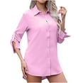 YeJammarp Chiffon Button Down Shirts Dressy Casual Rollup Long Sleeve