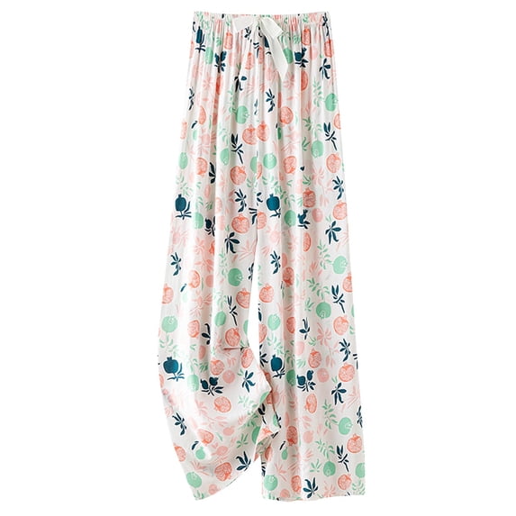 YeJammarp Cotton Pj Pants Womens Wide Leg Funny Graphic Capri Pajama Pants Lounge Sleep Causal Bottoms Cropped Trousers (One Size, White 04)