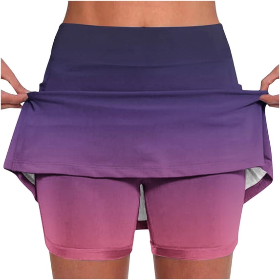 YeJammarp Cotton Skort Skirts Womens High Waist Gradient Floral Print Summer Shorts Athletic Tennis Mini Golf Skorts (XXL, Multicolor)