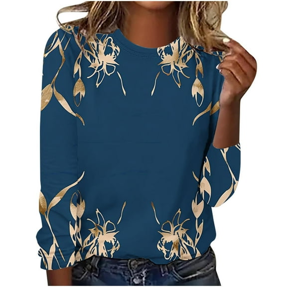 YeJammarp Plus Size Cotton Tops Women Crewneck Long Sleeve Graphic Print T-shirts Loose Fit Spring Fall Winter Tees (XL, Black 05)