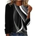 thumbnail image 1 of YeJammarp Plus Size Cotton Tops Women Crewneck Long Sleeve Graphic Print T-shirts Loose Fit Spring Fall Winter Tees (XL, Black), 1 of 4