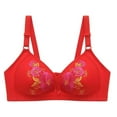 thumbnail image 1 of YeJammarp Women's Wireless Bra Embroidery Floral Minimizer Bras for Women Cozy Breathable Seamless Push Up Bra Casual Bras For Women (44/100BC, Red), 1 of 5