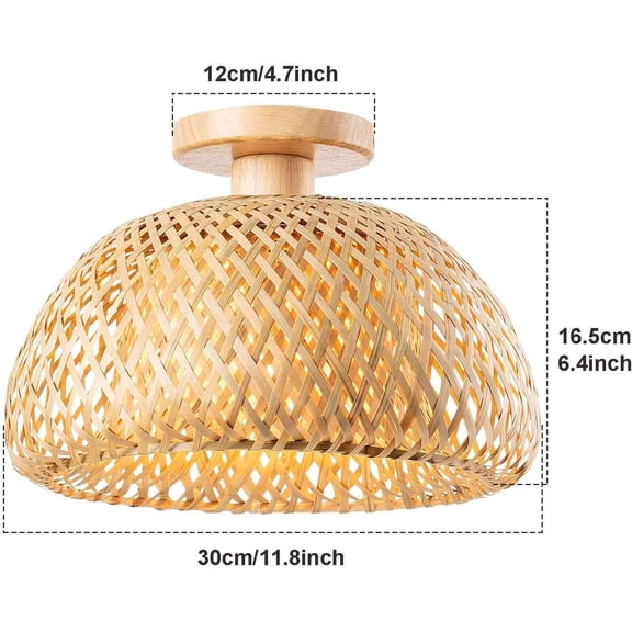 YeLEEiNO Ceiling Lights, Rattan Semi Flush Mount Ceiling Light, Mini Bamboo Ceiling Light Fixture, Handmade Boho Rattan Light Chandelier, Farmhouse Light Fixtures