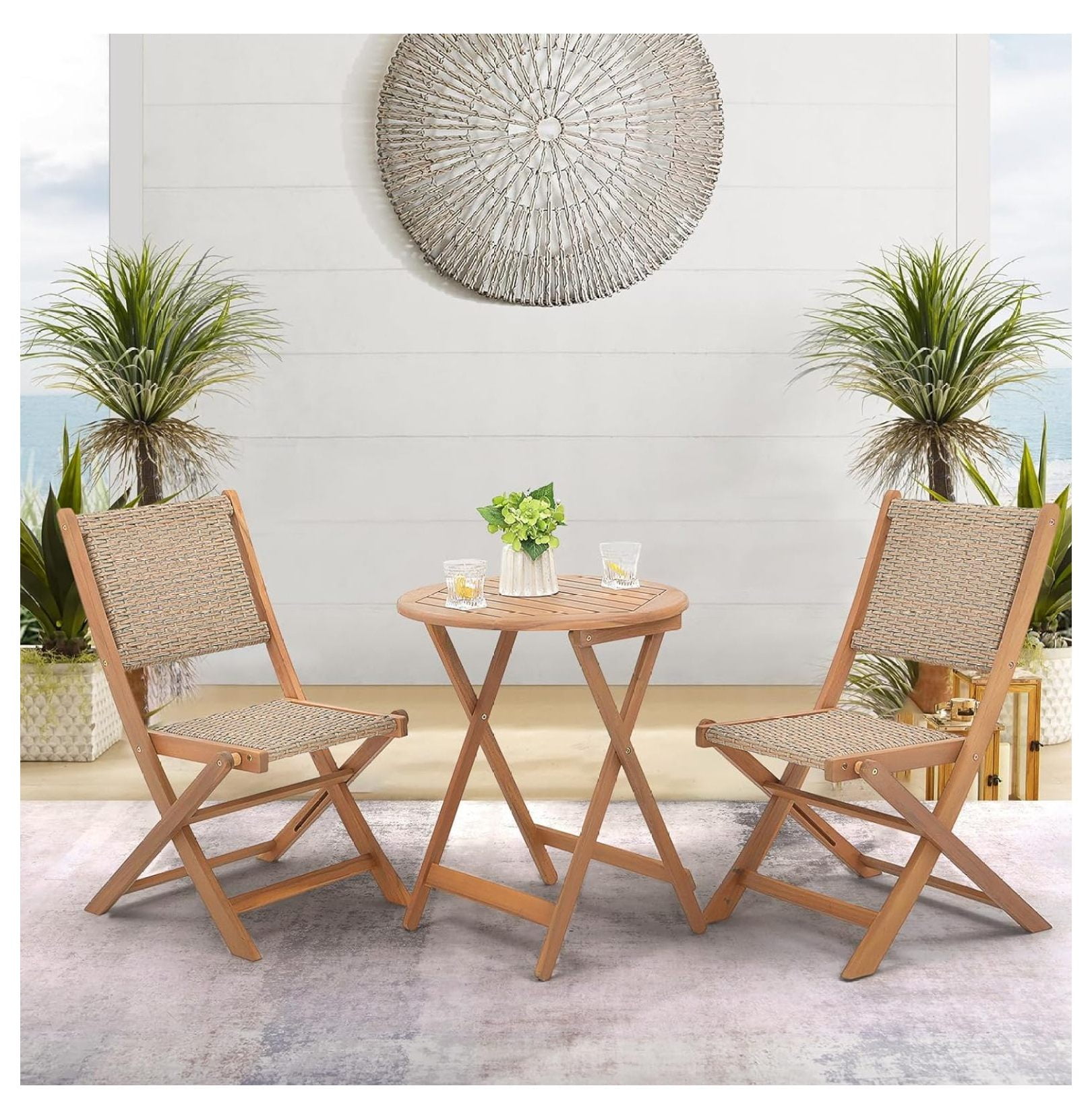 Dining Set Folding Garden Chairs With Cushions Set Of All-Weather
