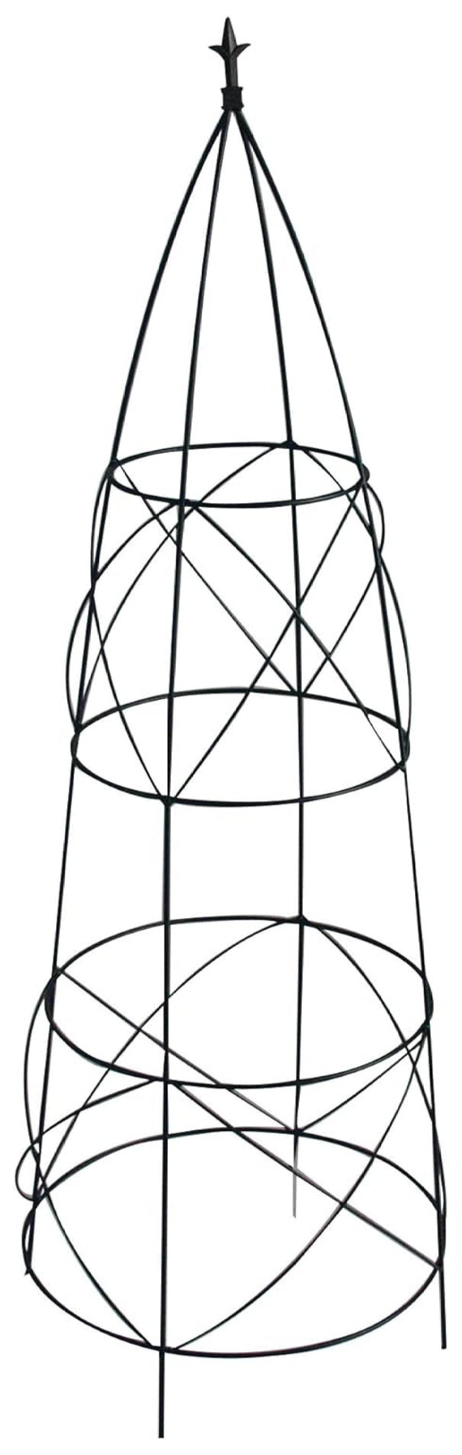 Black Metal Circular Garden Trellis with Finial, 36-Inch