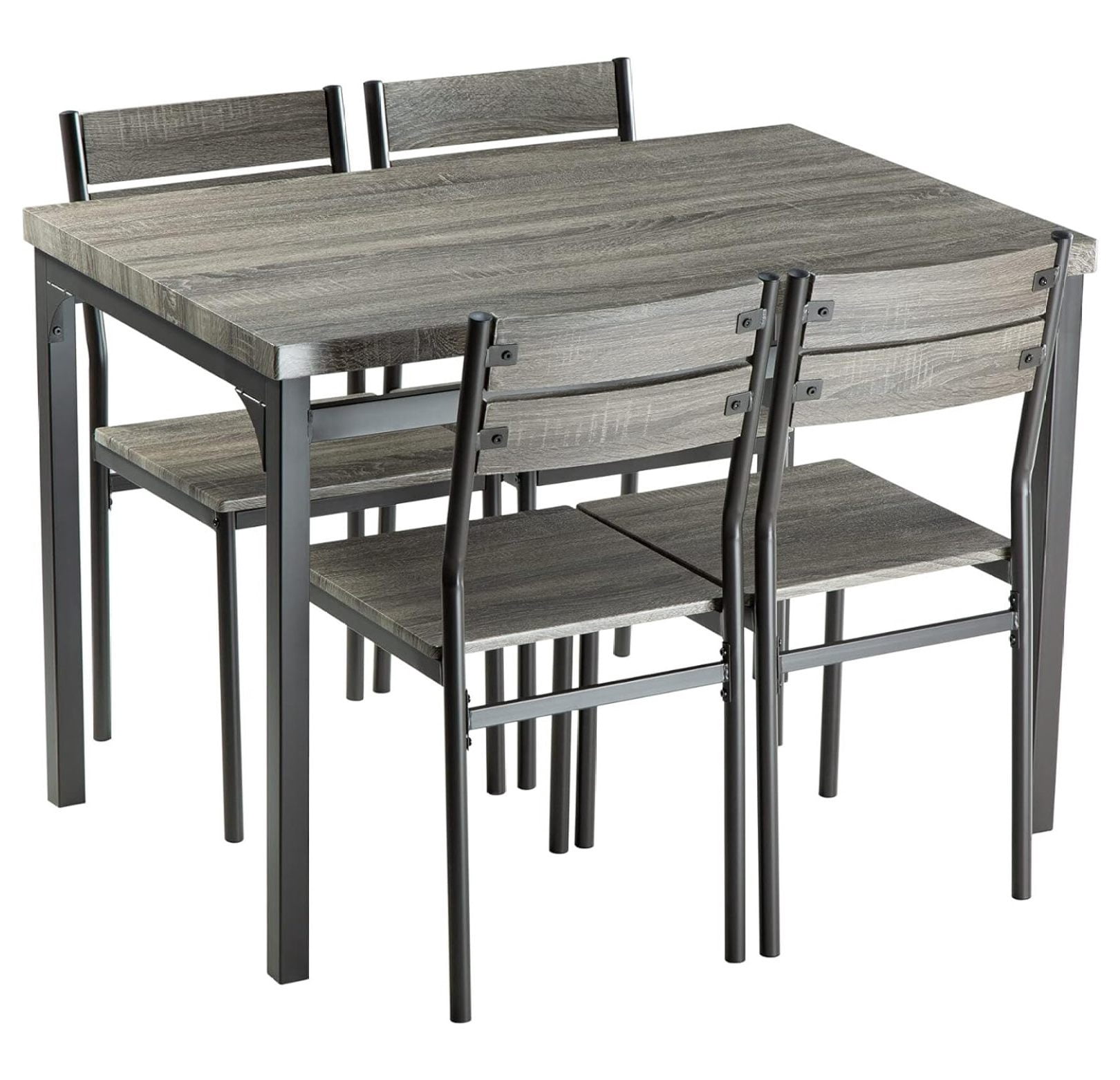 YeSayH Dining Table Set for 4, Rustic Grey 5 Piece Set Kitchen