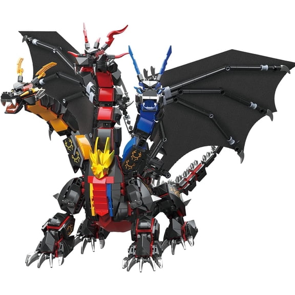YeTribe Dragon Series Dark Three Headed Dragon King Building Blocks Set 1400PCS-Building Set Model Toys Gifts for Kid and AdultInteresting Gifts for Dragon Enthusiasts