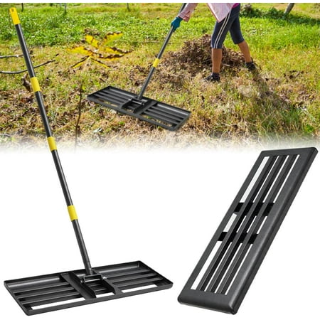 YeYeBest 27" x 10" Lawn Leveling Rake,Large Level lawn Tool, 5ft Adjustable Long Handle Level Lawn Rake for Soil Grass Golf Field
