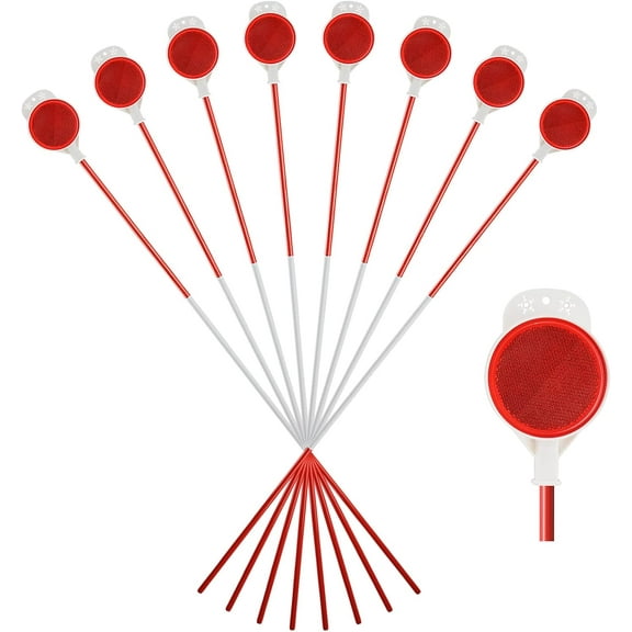 FLY HAWK Metal Driveway Markers for Parking Lot Yard Mailbox Driveway, 48 inches Double Sided Reflectors Highly Visible,8pcs