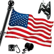 YeYeBest 5 FT Flag Pole with Bracket(flag not included ) for House Garden Yard , 2 No-Tangle Rings Clips, Stainless Steel, Black