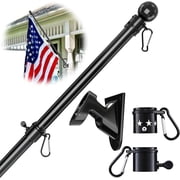 FLY HAWK 5ft Black Tangle Free Flag Pole with Holder for Outside House - Heavy Duty Stainless Steel FlagPoles for 3x5 US Flags