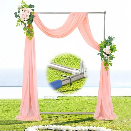 FLY HAWK Wedding Arch for Ceremony, Arch Backdrop Stand Square Arch for Outdoor, Silver, Stainless Steel, 7x5FT