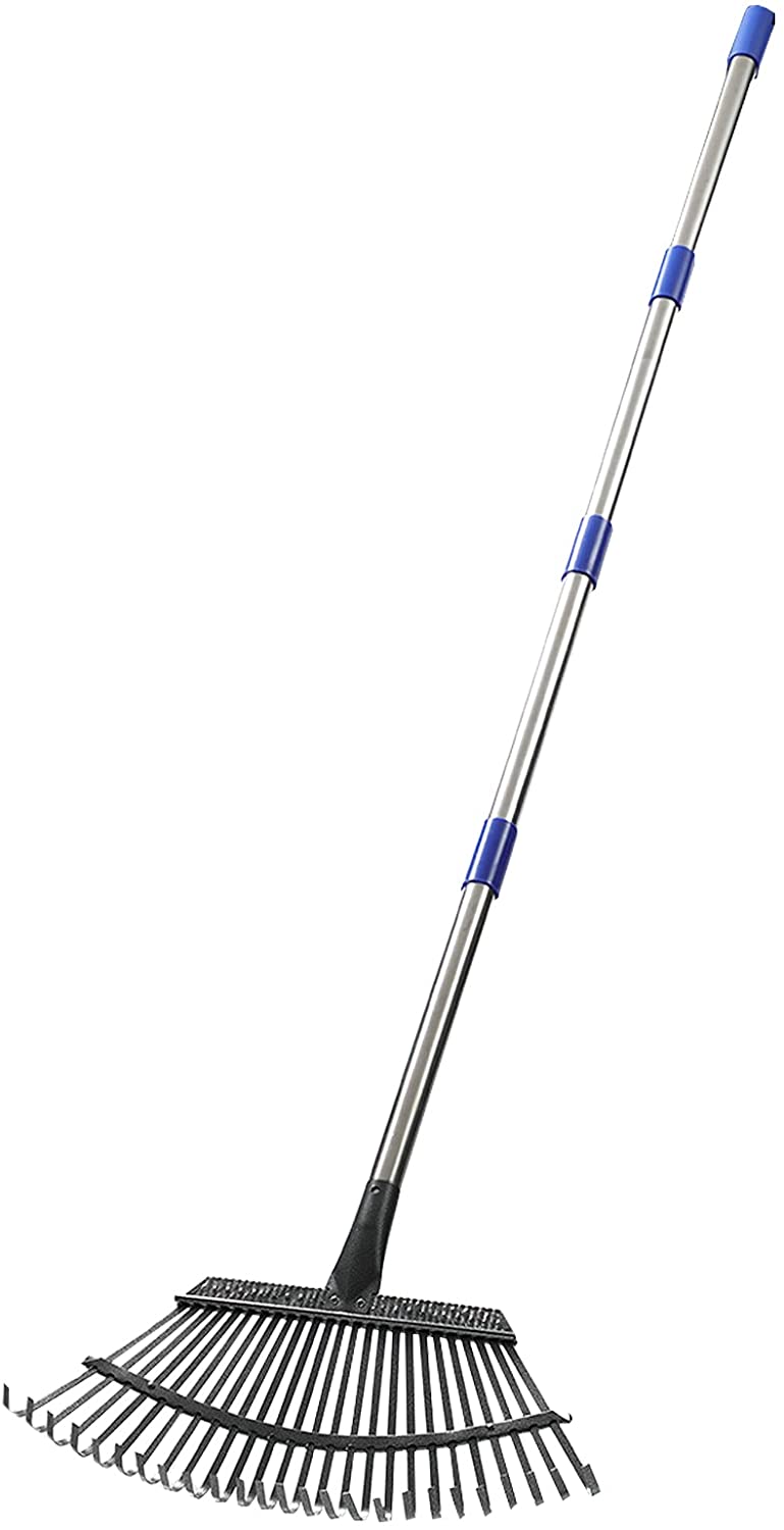 LavoHome Adjustable Two Section Rake, Telescopic Rake Heavy Duty