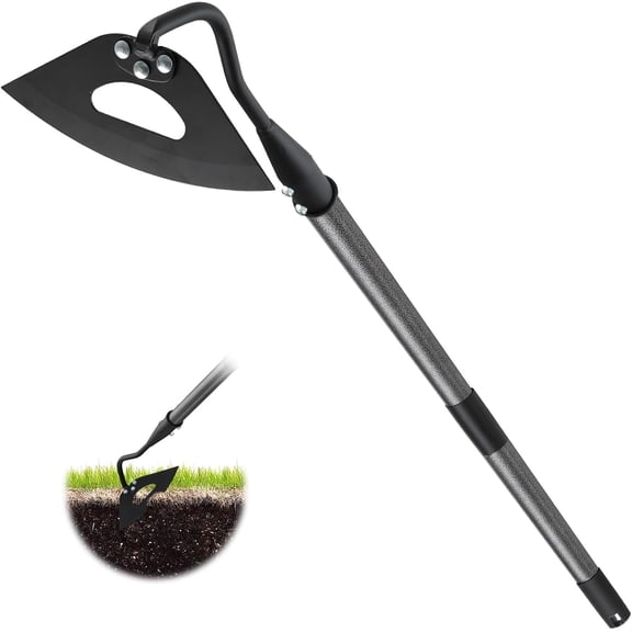 YeYeBest Garden Hoe with 25" Adjustable Long Handle, Lightweight Hollow Gardening Hoe with Heavy-Duty Blade for Digging, Weeding, Cutting & Soil Loosening