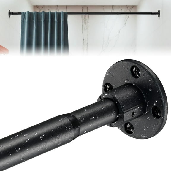 YeYeBest Shower Curtain Rod, Adjustable Shower Curtain Rods 29-78'', Heavy Duty Black Shower Rods for Bathroom, Closet, Windows