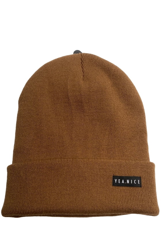 Legend Knit Mocha Brown Tan Folded Beanie