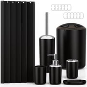 Yeabett 19 Pieces Bathroom Accessory Set,Bath Sets with Shower Curtain, Trash Can, Toilet Brush Holder Set & Soap Dispenser   Stylish & Functional Bath Decor for Home, Apartment