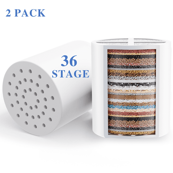 Yeabett 2 Replaceable 36 Stage Shower Filter Cartridge,Hard Water Filter to Remove Fluoride,Impurities and Heavy Metals