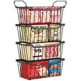 thumbnail image 1 of Yeabett 4 Pack Freezer Organizer Bins Stackable Chest Freezer Organizer with Foldable Handle for 5-7 Cu.FT Deep,Freezer Storage Baskets Easy to Reach Food from Bottom,Black, 1 of 8