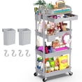 thumbnail image 1 of Yeabett 4 Tier Rolling Utility Cart Organizer with Removable Drawer, Mobile Storage Carts with 2 Lockable Wheels for Bathroom, Kitchen, Snack, Craft, Makeup, Baby Essentials, Grey, 1 of 8