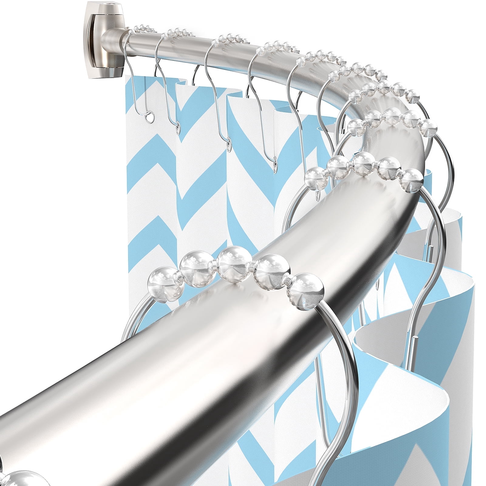 Yeabett Adjustable Curved Shower Curtain Rod 43-72 Inches Rustproof ...