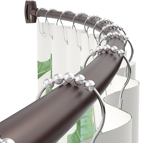 Yeabett Curved Shower Curtain Rod 43-72 Inches Adjustable, Shower Rods for Bathroom Aluminum Rustproof, Round shower curtain rod Expandable, Bronze