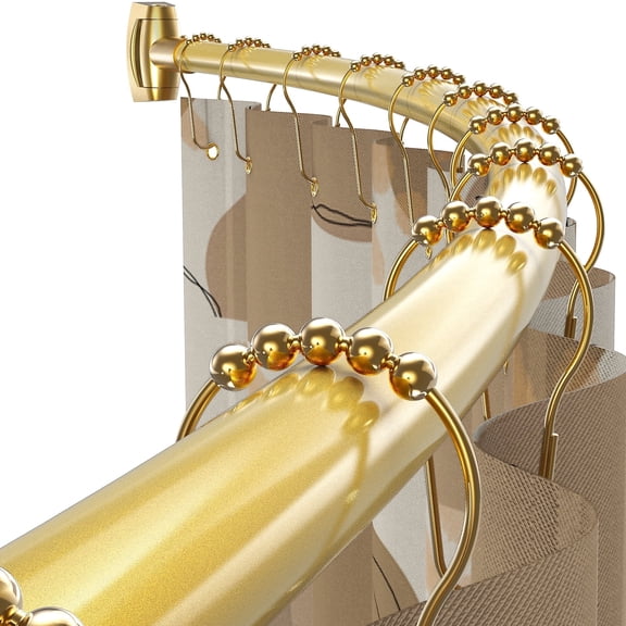 Yeabett Curved Shower Curtain Rod 43-72 Inches Adjustable, Shower Rods for Bathroom Aluminum Rustproof, Round shower curtain rod Expandable,Gold