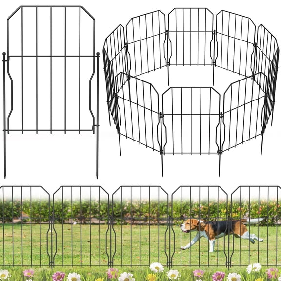 Yeabett Garden Fence,10 Pcs Rustproof Metal Fence Panels,Garden Fencing Animal Barrier,Decorative Garden Fences and Borders for Dogs, Flower Bed, Patio