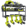 thumbnail image 1 of Yeabett Power Tool Organizer, 3 Layers Storage Rack with 4 Drill Holders, Heavy Duty Metal Floating Tool Shelf Garage Wall Mounted, 150Lbs Load Capacity, 1 of 8