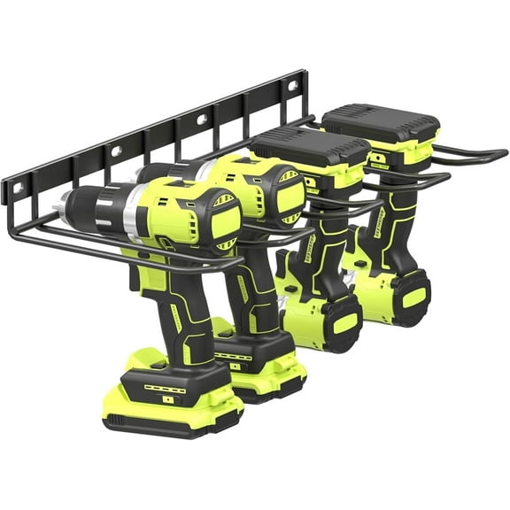 Yeabett Power Tool Organizer, 4 Drill Holders, Tool Storage Wall Mount Heavy Duty Metal Floating Tool Shelf Garage