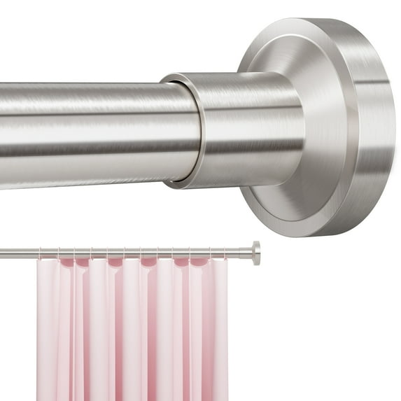 Shower Curtain Rod 32-47 Inch,Adjustable Spring Tension Stainless Steel Telescoping No Drill Rod for Bathroom,No Slip, No Rust,Brush Nickel