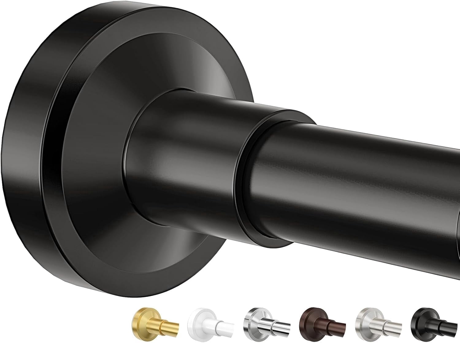 Yeabett Shower Curtain Rod 32-75 Inch,Adjustable Spring Tension Stainless Steel Telescoping No Drill Rod for Bathroom,No Slip, No Rust,Black