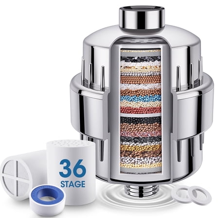 Yeabett Shower Filter 36 Stage Head Filter with 2 Filter Cartridge, Portable Shower Head Filter to Remove Fluoride,Impurities and Heavy Metals