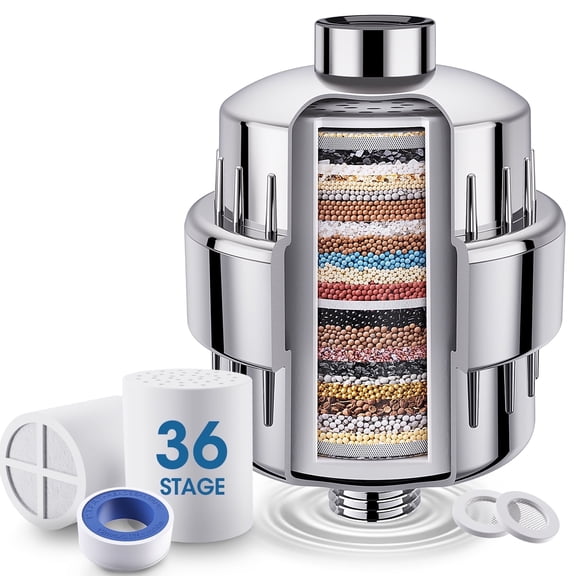 Yeabett Shower Filter 36 Stage Head Filter with 2 Filter Cartridge, Portable Shower Head Filter to Remove Fluoride,Impurities and Heavy Metals