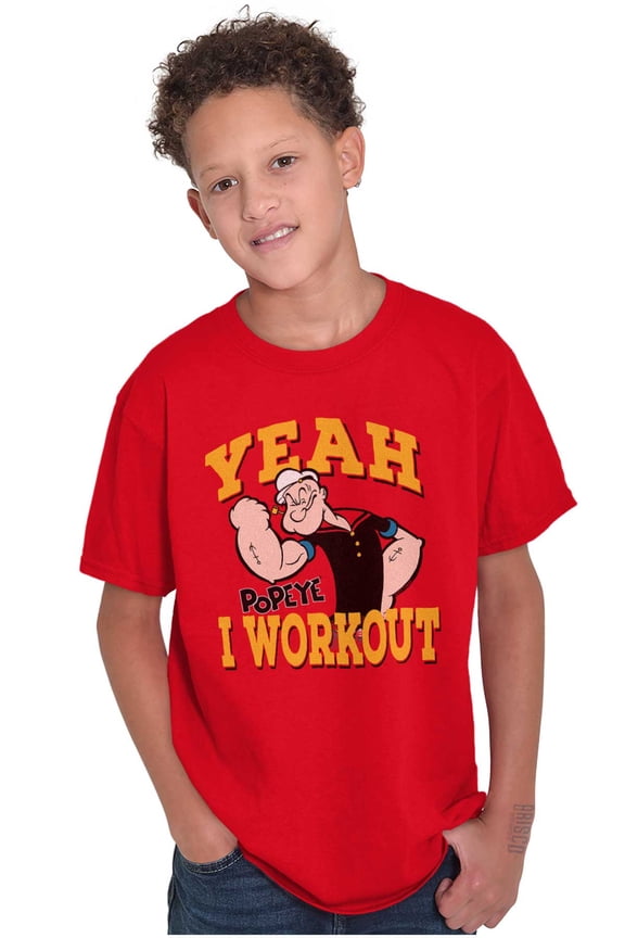 Yeah I Workout Popeye The Sailor Man Crewneck T Shirts Boy Girl Teen Brisco Brands X