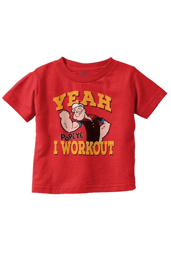 Yeah I Workout Popeye The Sailor Man Toddler Boy Girl T Shirt Infant Toddler Brisco Brands 6M