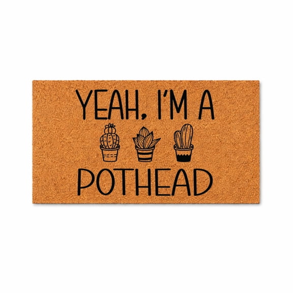 Yeah I’m a Pothead Doormat, Funny Plant Doormat, Coir Welcome Mat, Front Porch Entry Rug, Housewarming Gift, Closing Gift 3086 (36x72 inches) 3086