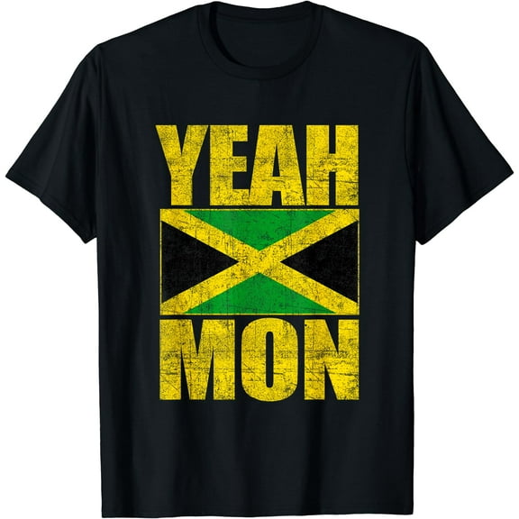 Yeah Mon Retro Jamaica Jamaican Men Womens Vacation Souvenir T-Shirt Black X-Large