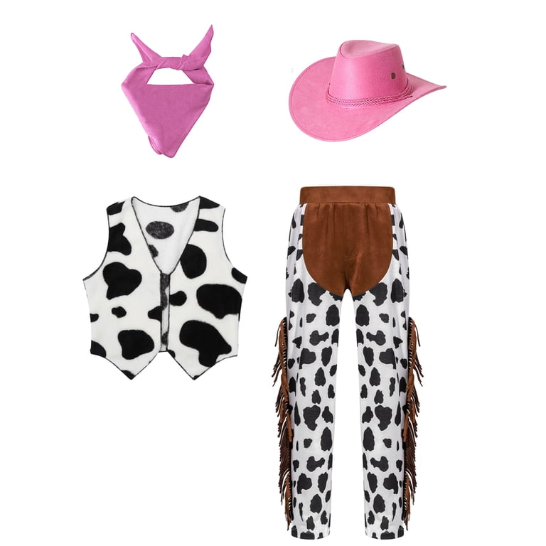 24 Pcs Cowboy Cowgirl Costume Set - Hats, Vests, Bandanas & Bags For Kids Party
