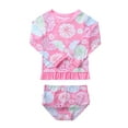 thumbnail image 1 of Yeahdor Baby Girls Floral Printed Ruffles Rash Guard Newborns Long Sleeve Swimming T-Shirt with Bottoms Beachwear, 1 of 7