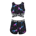 thumbnail image 1 of Yeahdor Girls 2Pcs Leaves Prints Rash Guard Juniors Cross Sash Tops with Shorts Swimsuit Black Horse 10, 1 of 7