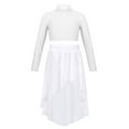 thumbnail image 1 of Yeahdor Girls Chiffon Ballet Dance Outfit Gymnastics Lyrical Dance Costume Long Sleeve Crop Top with Asymmetrical Split Skirt White 6, 1 of 7